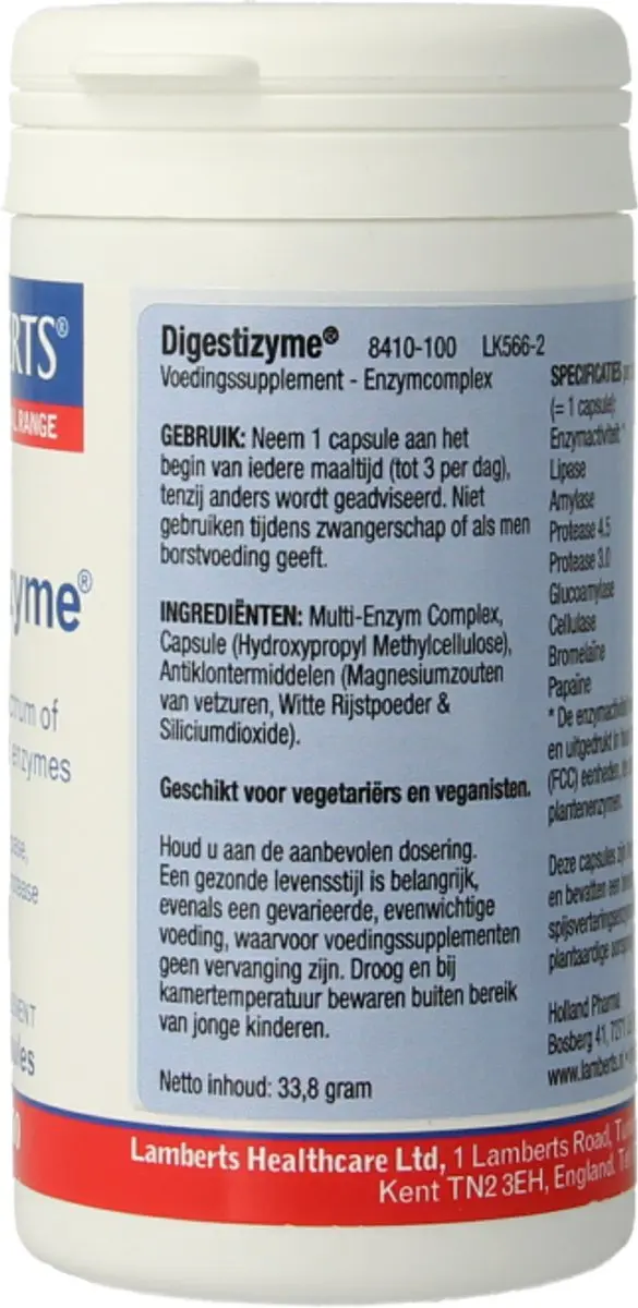 Lamberts Digestizyme 100 Capsules - afbeelding 4 van 6