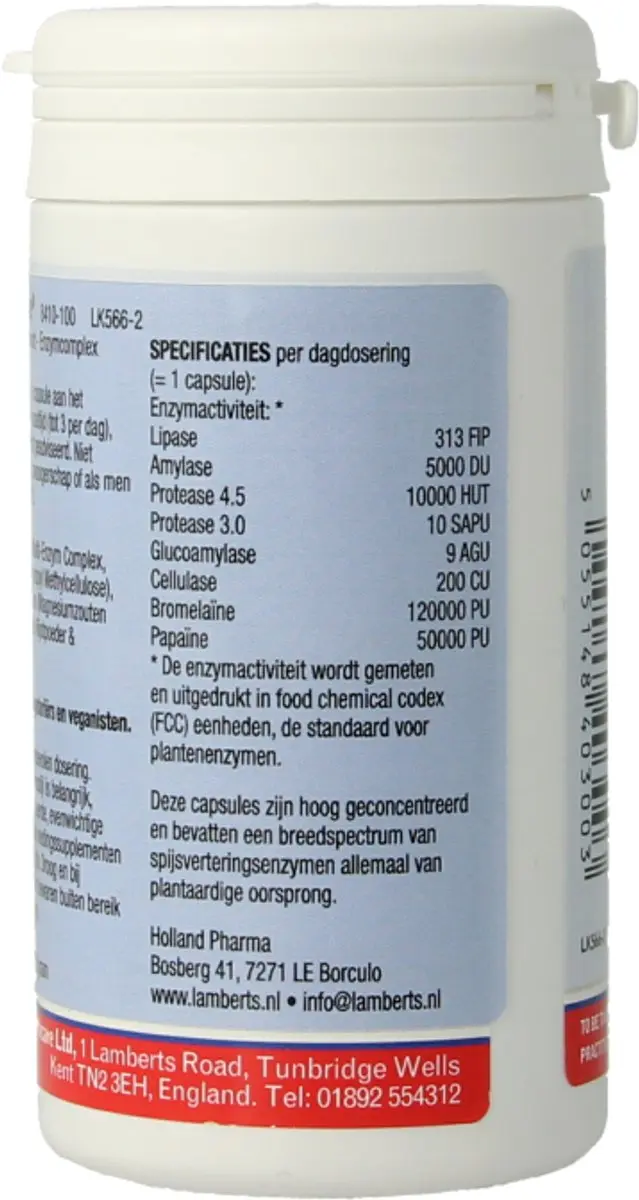 Lamberts Digestizyme 100 Capsules - afbeelding 5 van 6