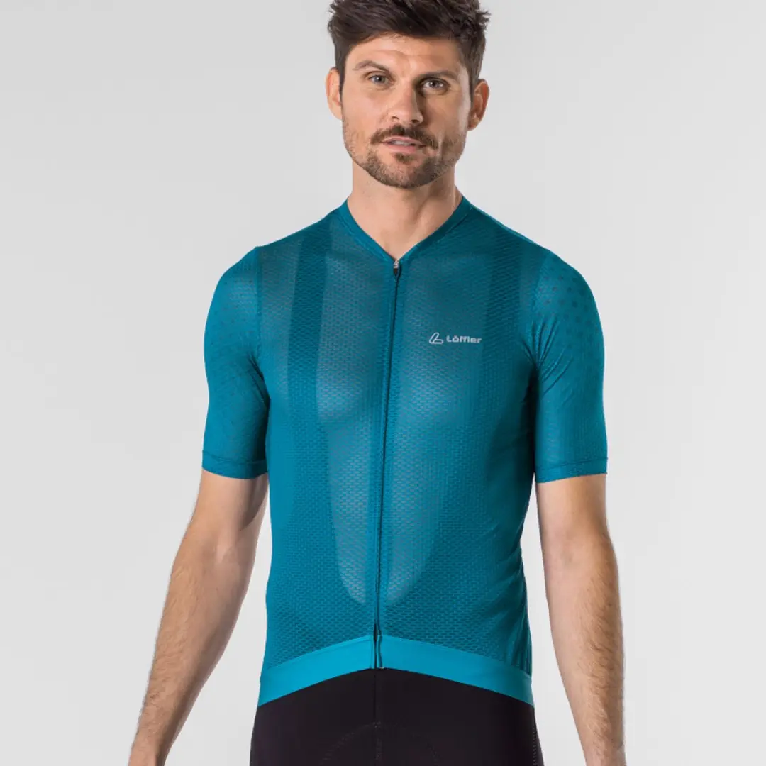 Maillot de ciclismo de manga corta FZ Cool Air Blue Coral para hombre - Azul