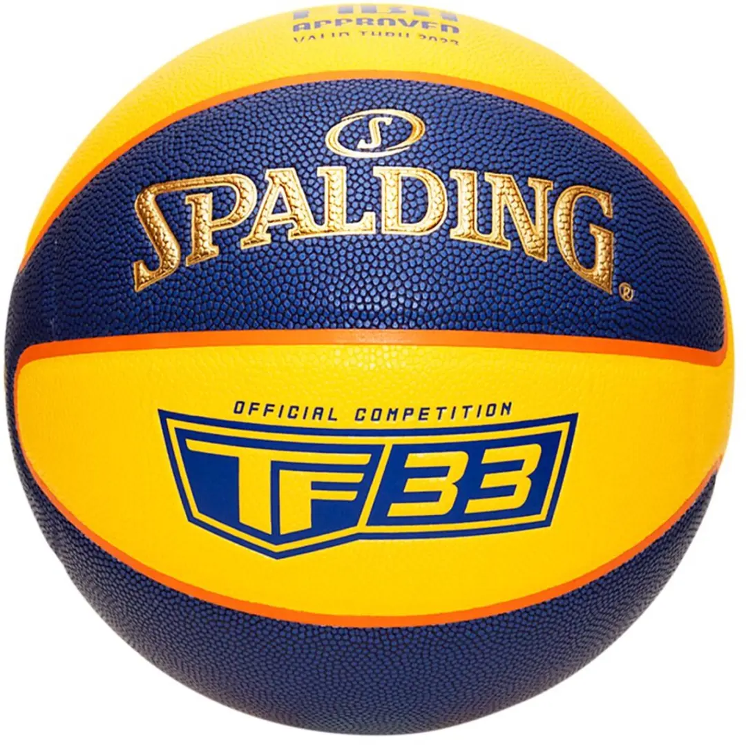 Spalding TF-33 Gold Composiet Basketbal 7 - Geel/Blauw - afbeelding 5 van 6