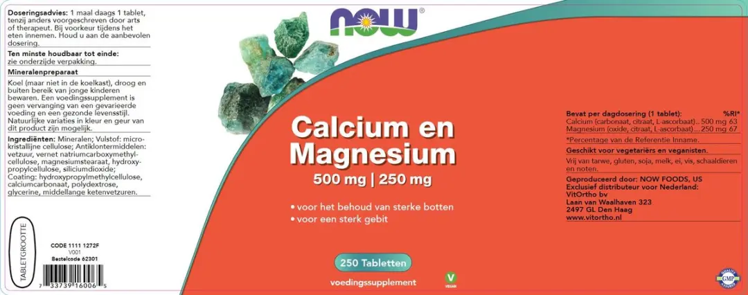 Now Foods Calcium & Magnesium 250 Tabletten