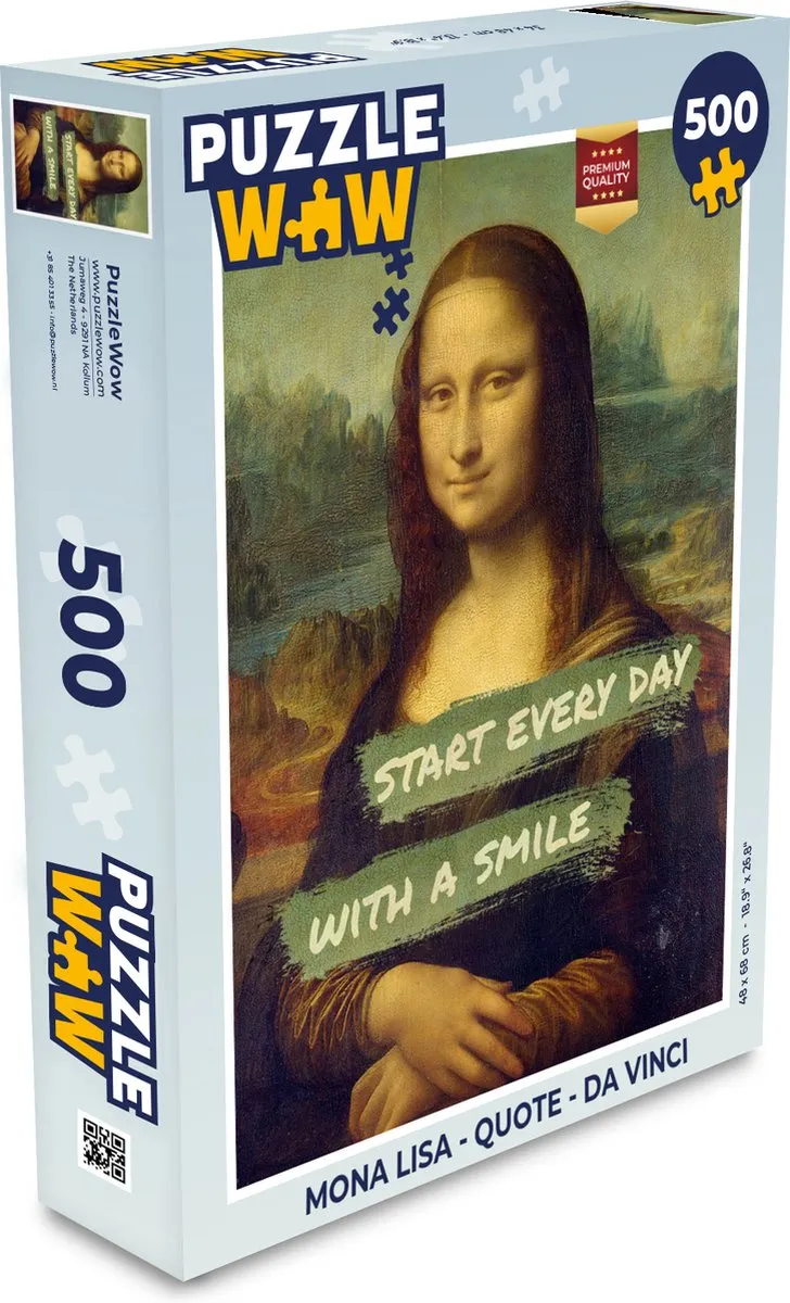 PuzzleWow Mona Lisa Legpuzzel 500 Stuks - Multicolor