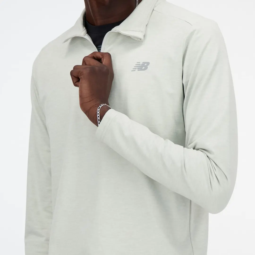 New Balance Space Dye 1/4 Zip Heren Sporttrui - XXL - Atletic Grey - afbeelding 2 van 6