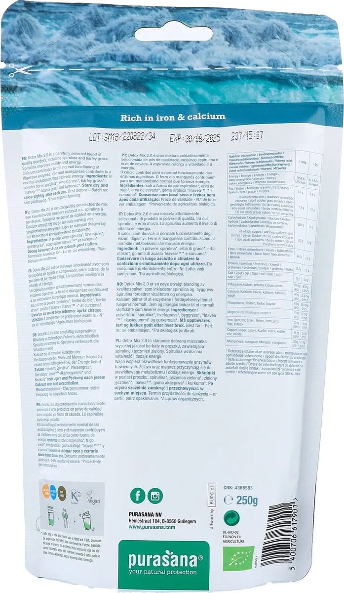 Purasana Total Detox Mix 2.0 Vegan Bio 250g - afbeelding 6 van 6
