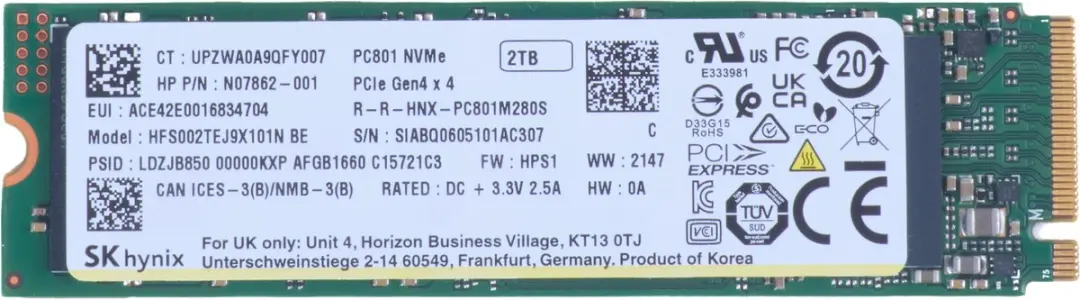 HP 2TB PCIe 4x4 SSD B8BD7AA