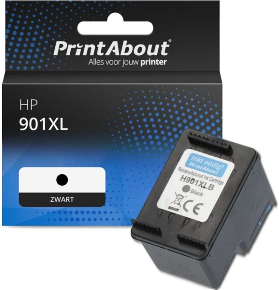PrintAbout Inktcartridge CC654AE Zwart - 22ml - o.a. HP Photosmart