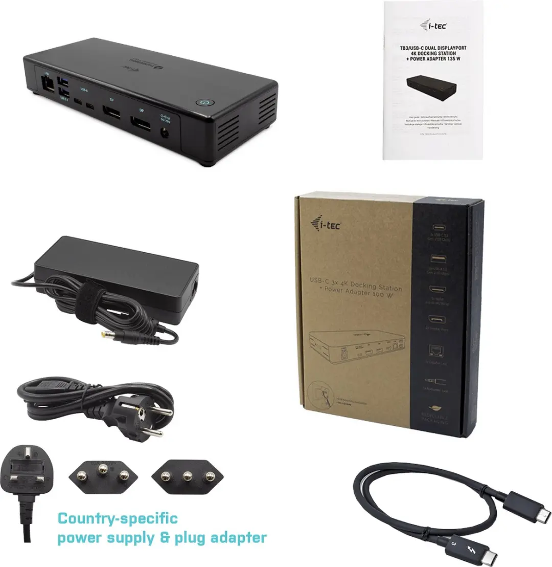 I-tec Thunderbolt 3 TB3CDUALDPDOCKPD Docking Station - 2x 4K - Zwart - afbeelding 2 van 6