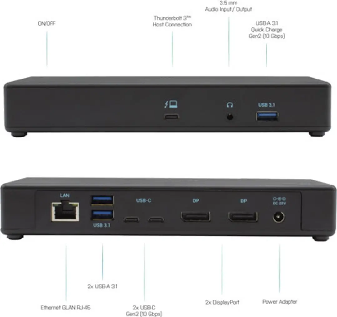 I-tec Thunderbolt 3 TB3CDUALDPDOCKPD Docking Station - 2x 4K - Zwart - afbeelding 4 van 6