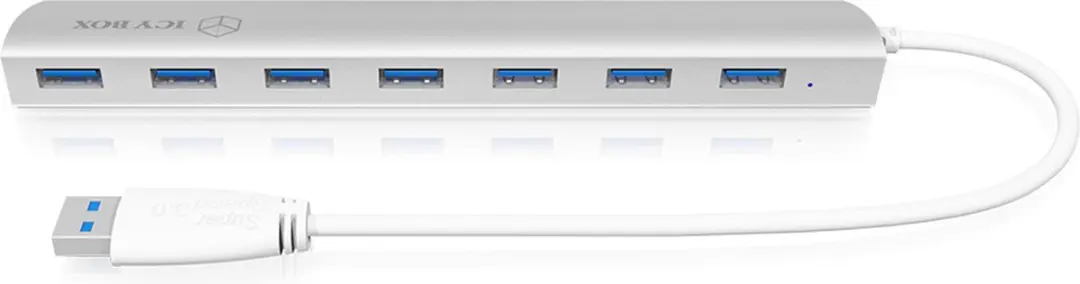 Icy Box IB-AC6701 USB Hub 7 Poorten - 5Gbps - Zilver - afbeelding 2 van 6