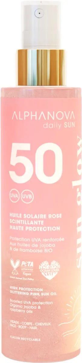 Alphanova Sun Glitter pink sun oil bio SPF50 125 Milliliter