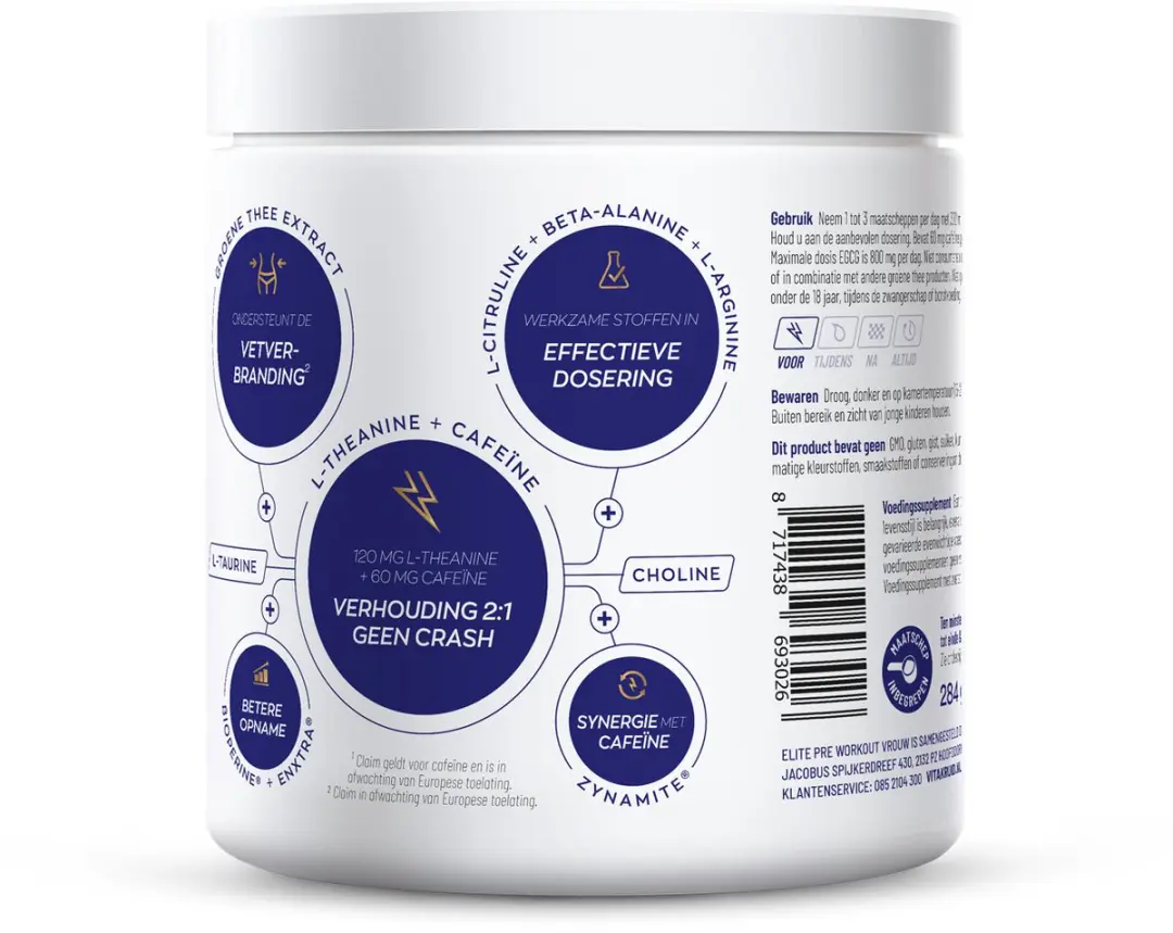 Vitakruid Elite Pre-Workout Vrouw 284g - afbeelding 5 van 6