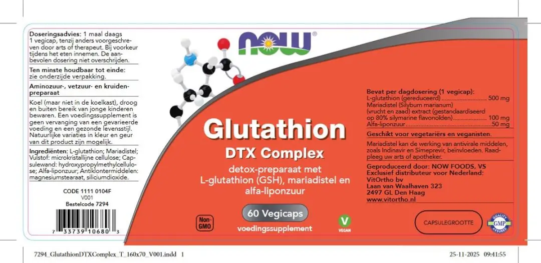 Now Foods Glutathion DTX Complex 60 Capsules - afbeelding 2 van 3
