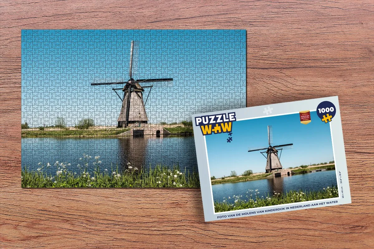 PuzzleWow Molen Bloemen Water Legpuzzel 1000 Stuks - Multicolor