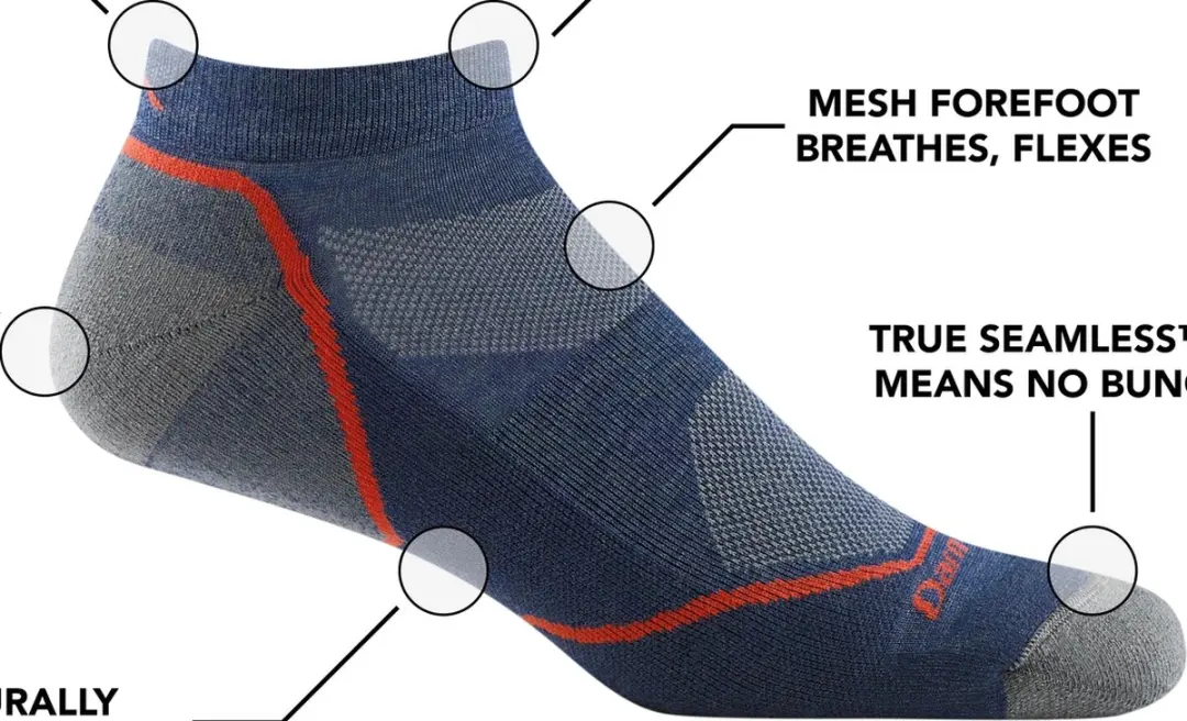 Darn Tough Light Hiker No Show Merinowol Sokken - Denim - 46-49 - afbeelding 3 van 6