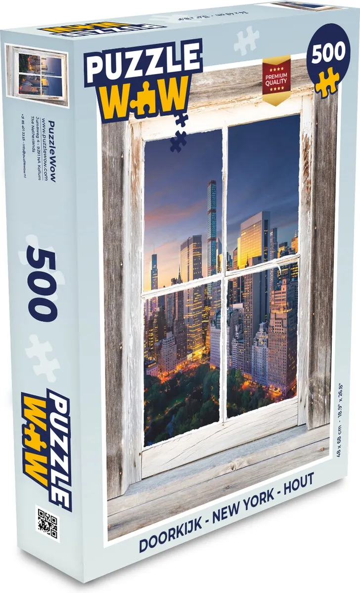 PuzzleWow Doorkijk New York Legpuzzel 500 Stuks - Multicolor