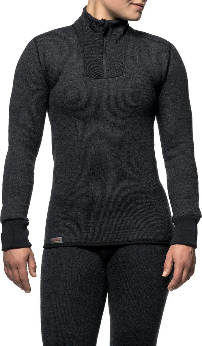 Woolpower Merino Mid Layer Zip Turtleneck 400 - Zwart - afbeelding 2 van 6