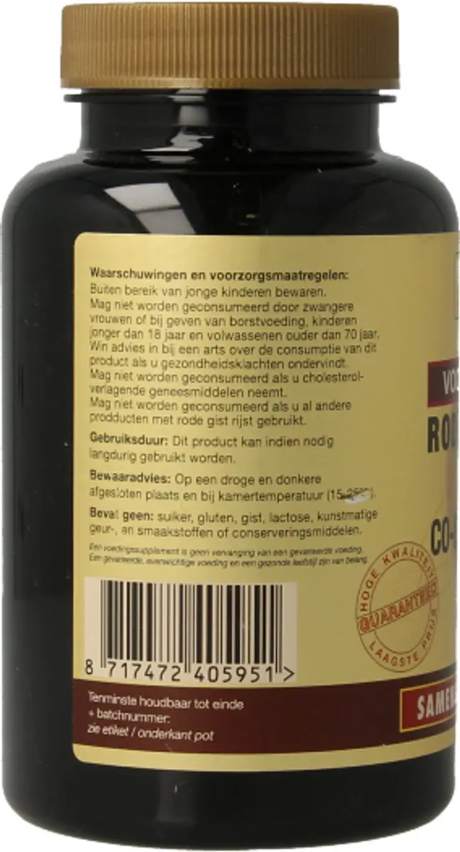 Artelle Rode Gist Rijst + Co-Enzym Q10 220 Vegacapsules - afbeelding 4 van 6