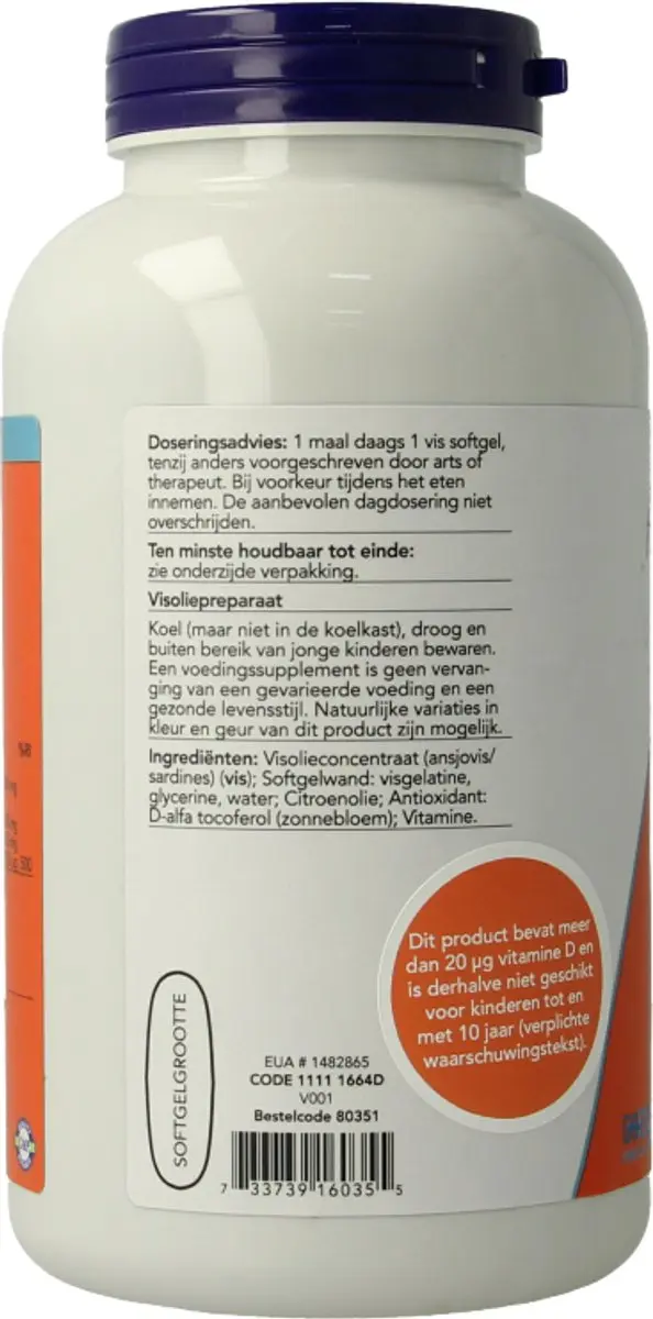 Now Foods Omega 3 Max Visolie D3 180 Softgels - afbeelding 3 van 5