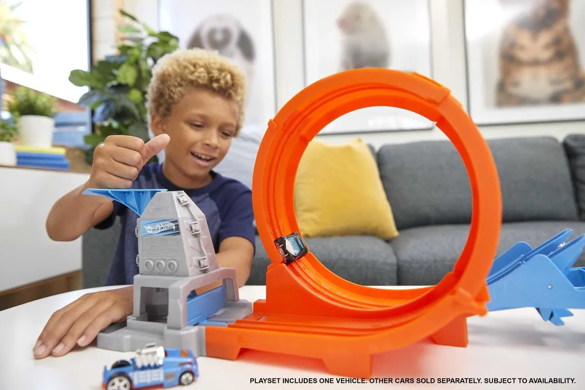 Hot Wheels Action Drift Loop Racebaan GTV13 - 3-delig - Blauw/Oranje