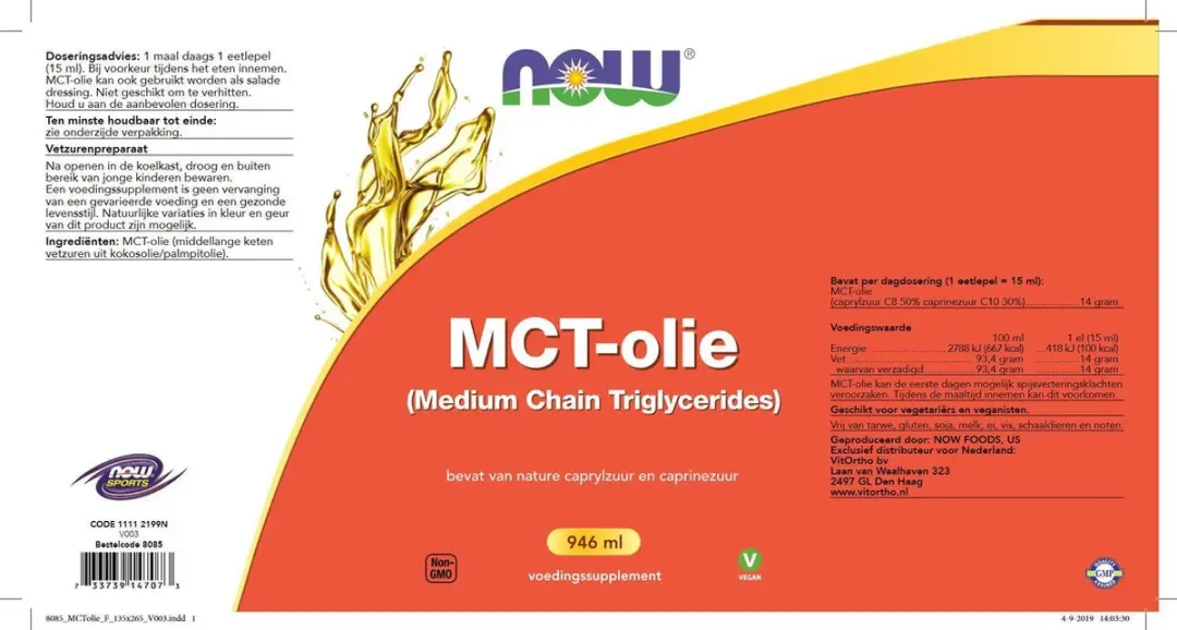 Now Foods MCT Olie 946ml - afbeelding 2 van 4