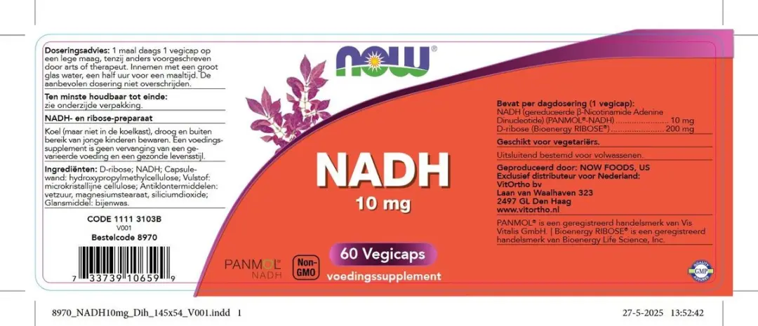 Now Foods NADH 10mg - 60 Capsules - afbeelding 3 van 5