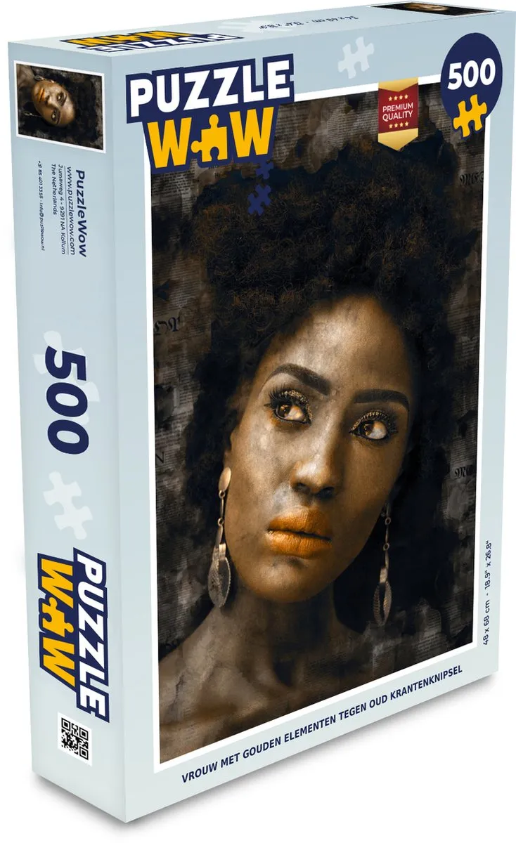 PuzzleWow Vrouwen Goud Krant Legpuzzel 500 Stuks - Multicolor