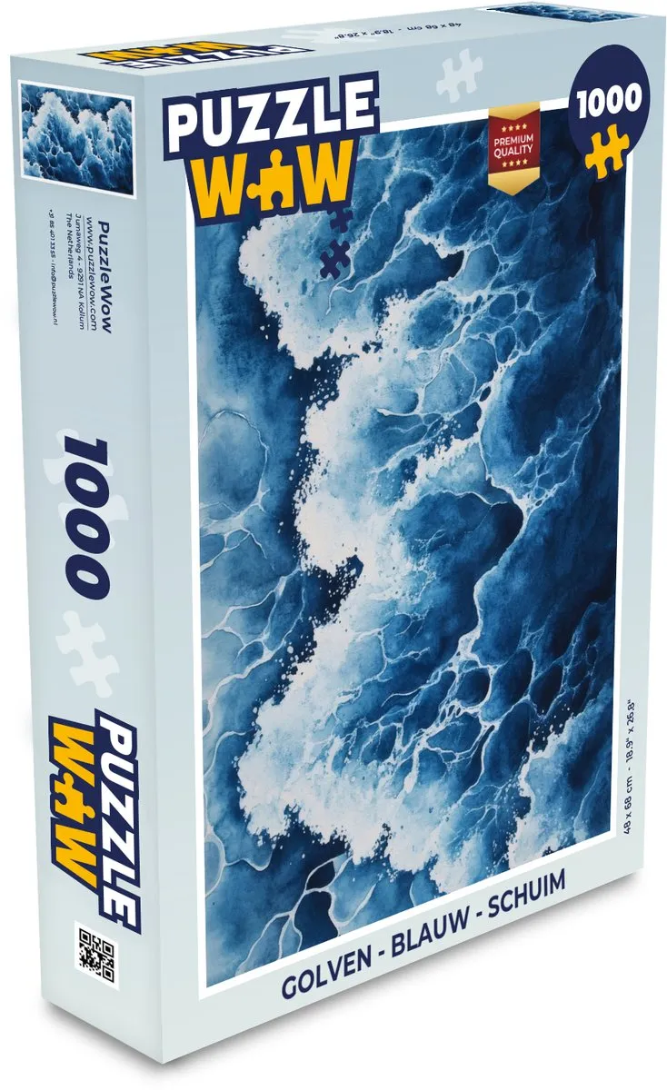 PuzzleWow Golven Legpuzzel 1000 Stuks - Blauw