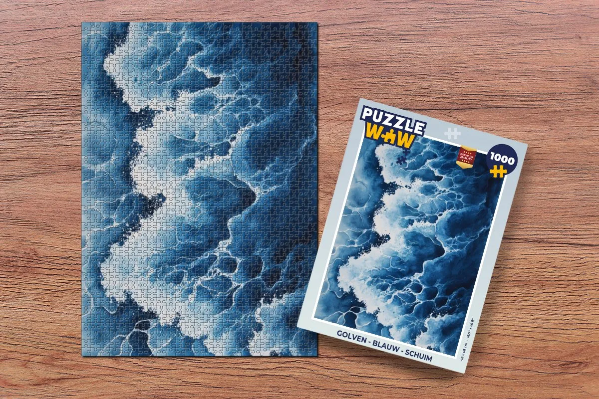 PuzzleWow Golven Legpuzzel 1000 Stuks - Blauw