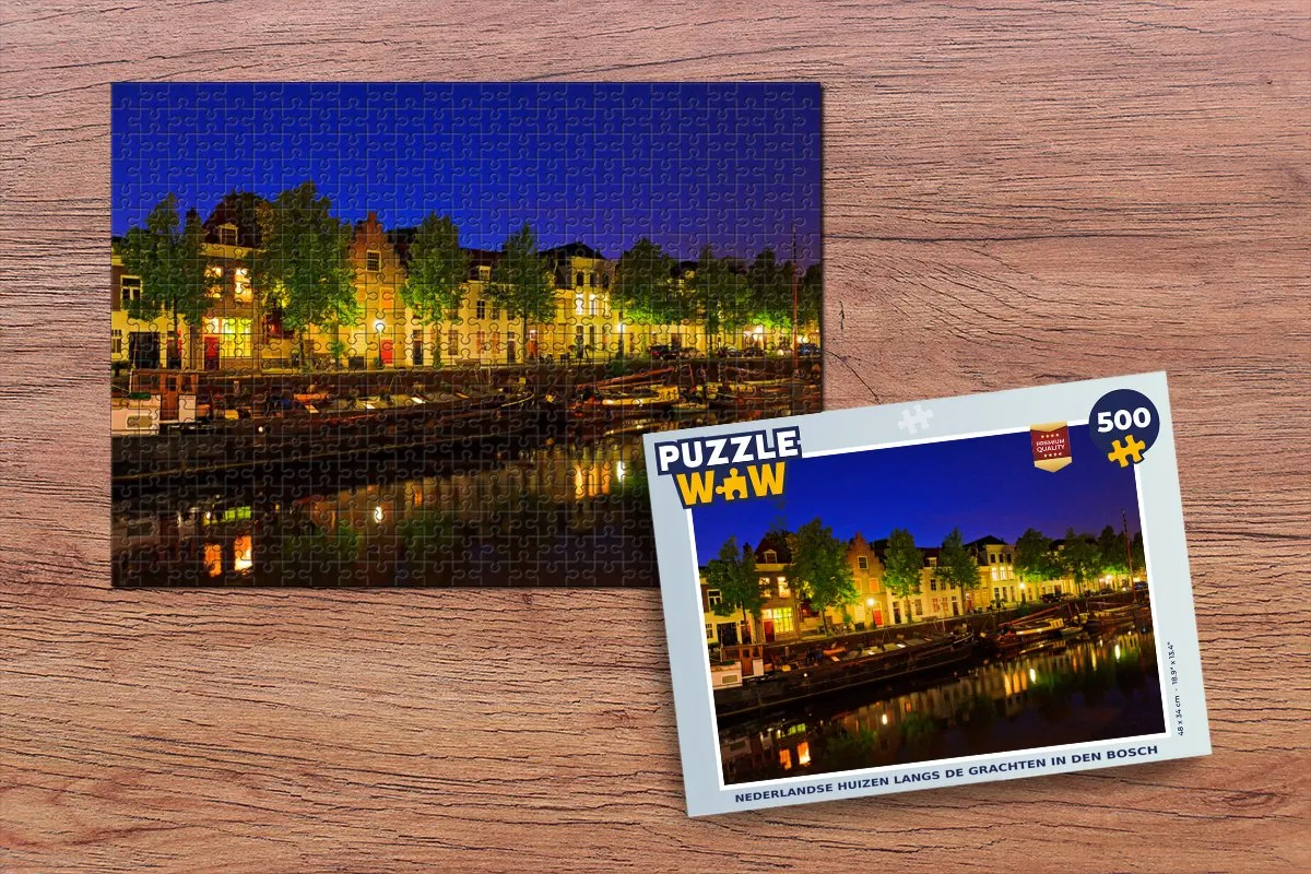 PuzzleWow Nederlandse Huizen Grachten Den Bosch Legpuzzel 500 Stuks - Multicolor