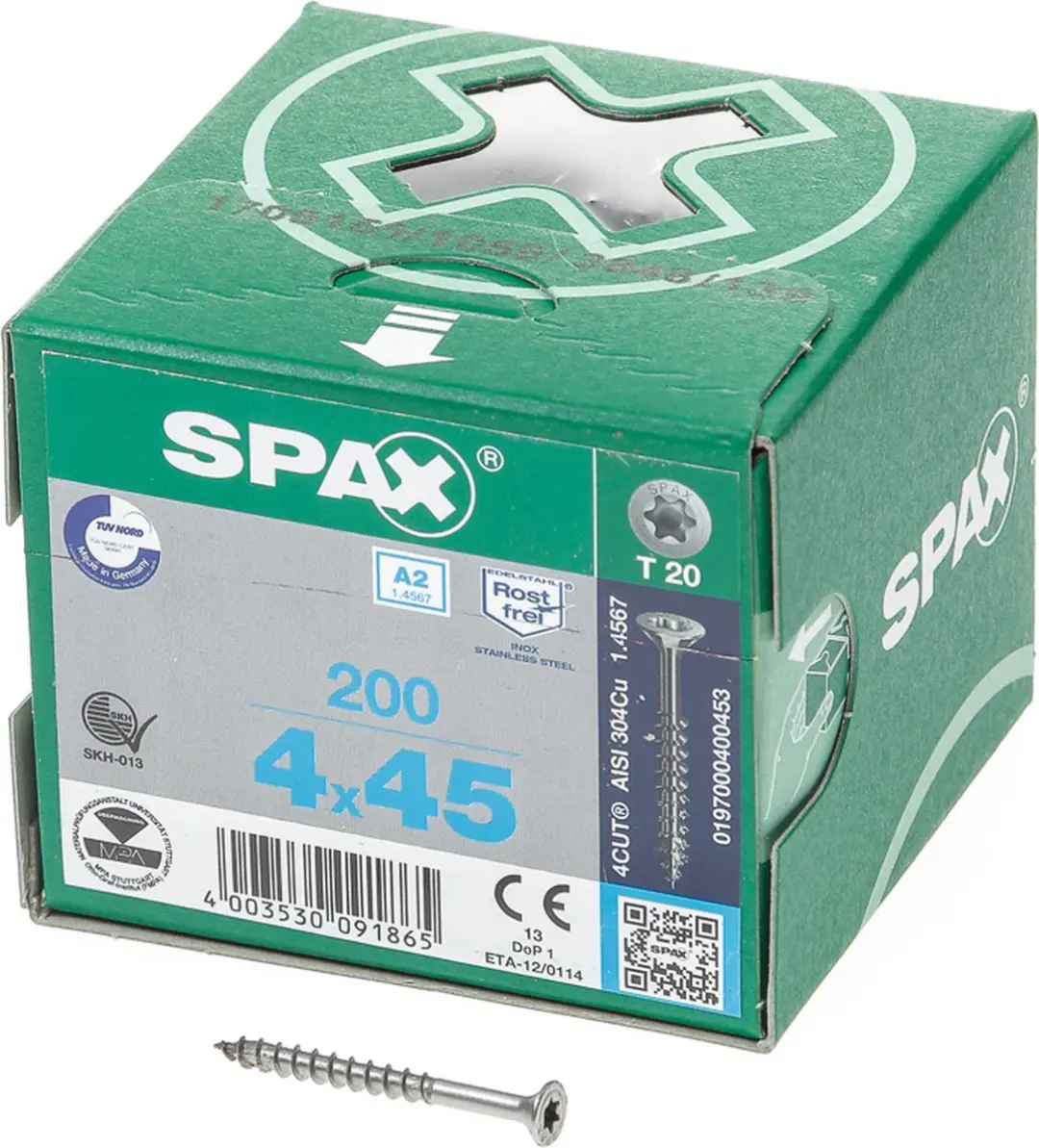 Spax Spaanplaatschroef RVS Torx 4.0x45