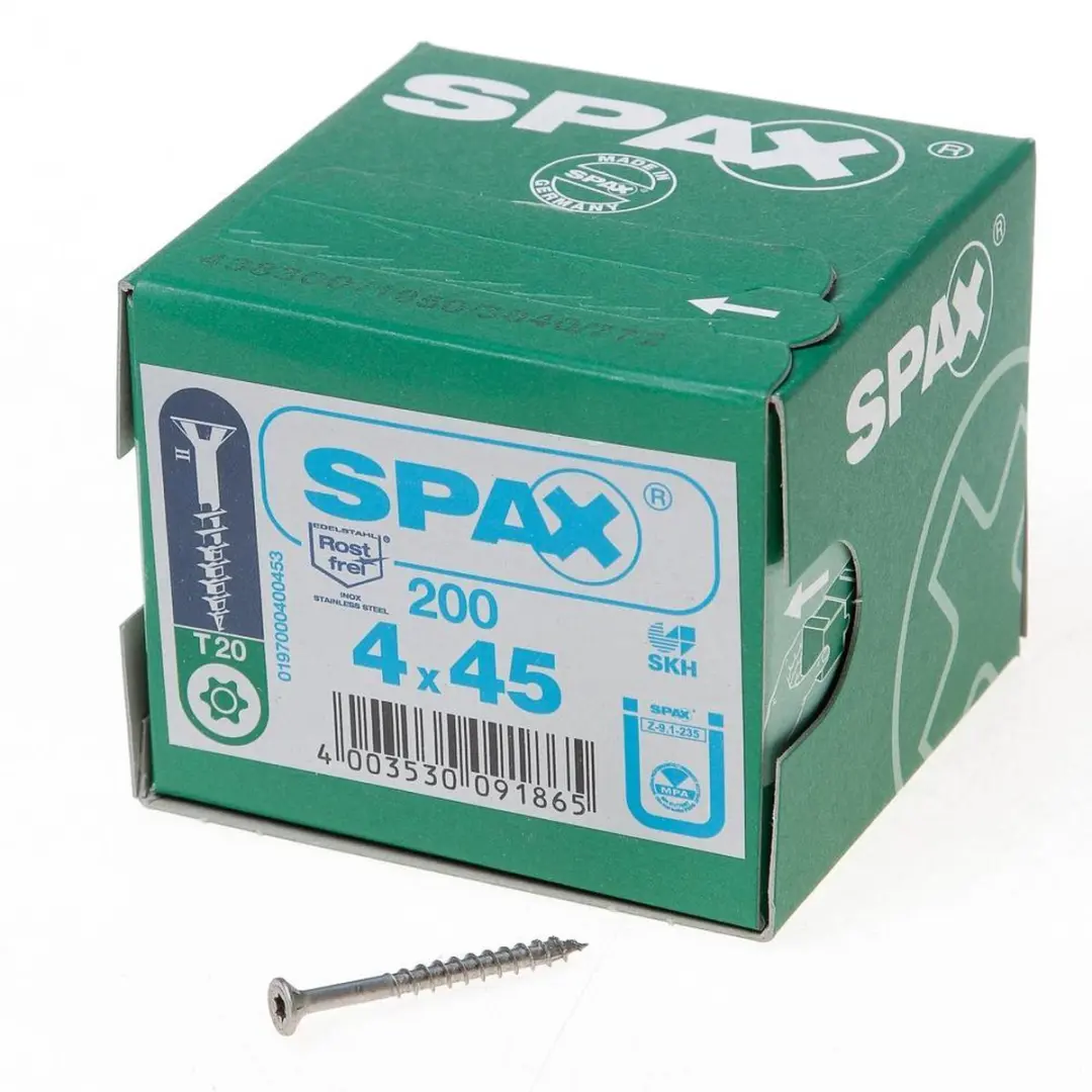 Spax Spaanplaatschroef RVS Torx 4.0x45 - 200 Stuks - afbeelding 2 van 3