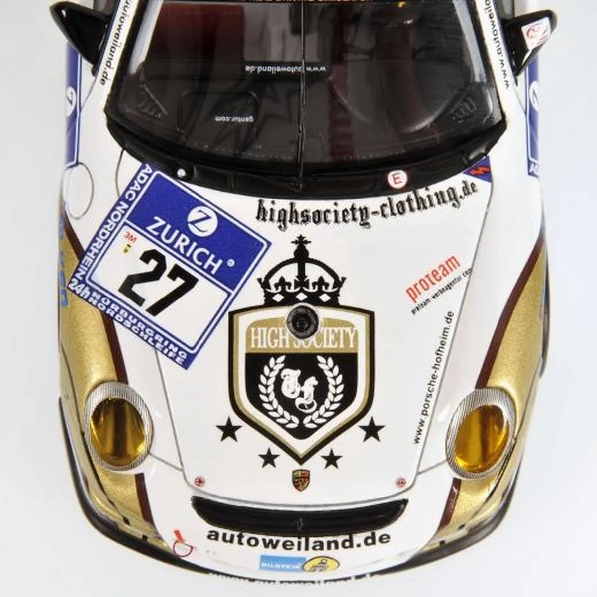 Porsche 997 Cup #27 24h Nürburgring 2010 - 1:43 Minichamps - Goud/Wit