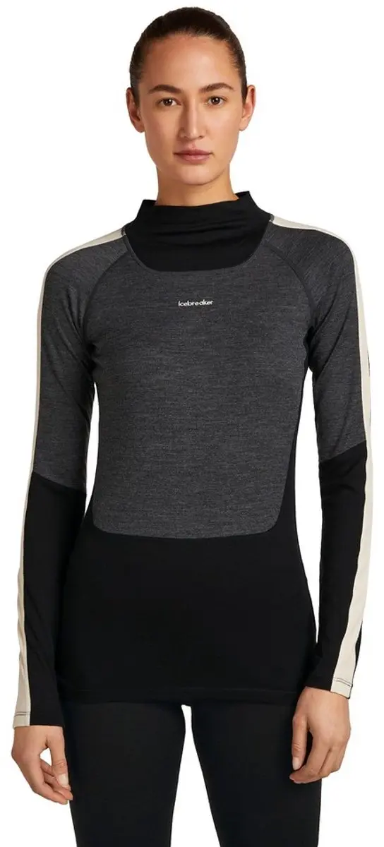 Icebreaker Merino 200 Oasis+ High Neck Lange Mouwen Basislaag Zwart XS Vrouw