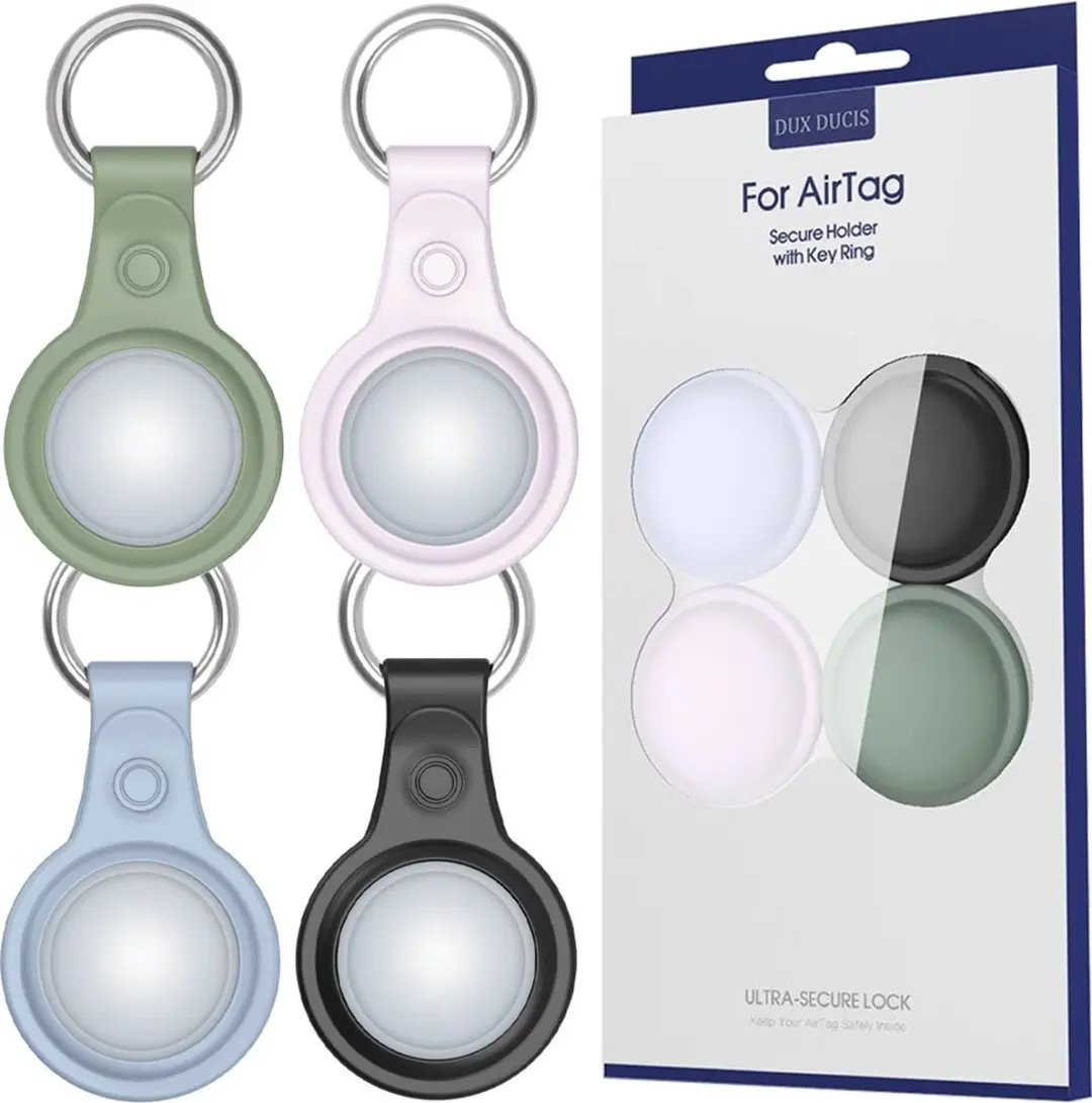 Dux Ducis Siliconen Sleutelhanger 4 Pack - AirTag Hoesje - Multicolor - afbeelding 3 van 6