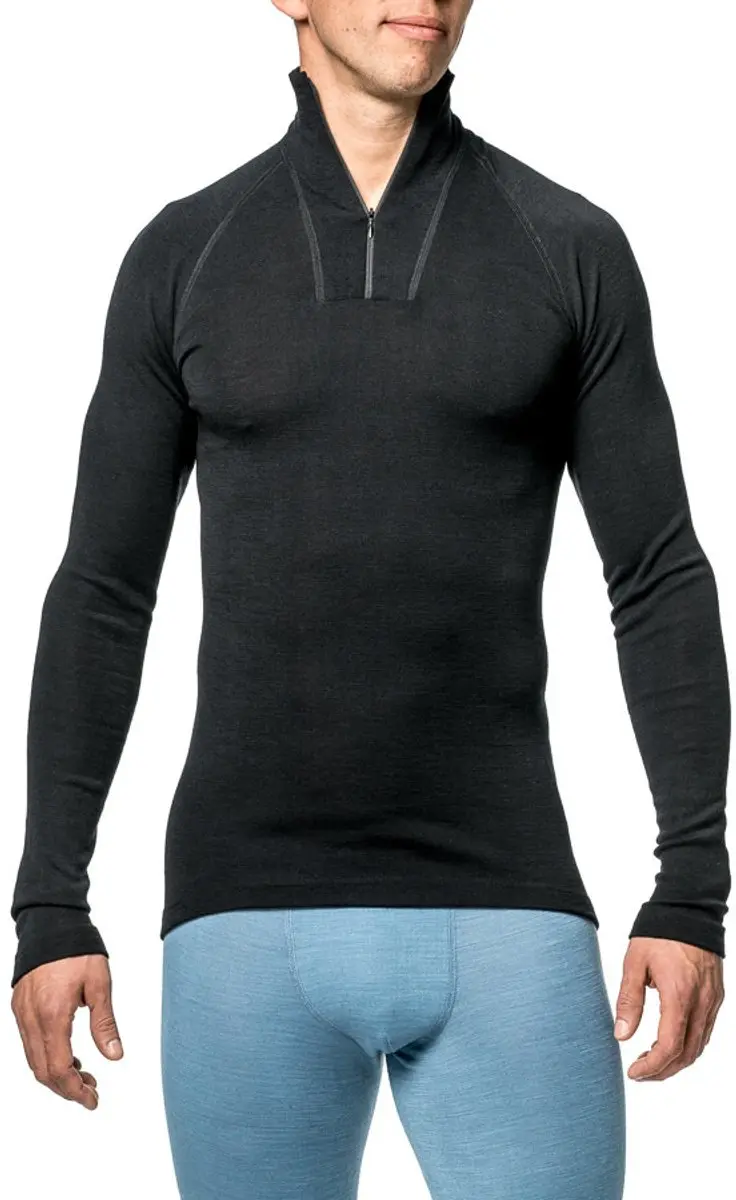 Woolpower Merino Base Layer Zip Turtleneck LITE 7221 - Zwart - afbeelding 2 van 6