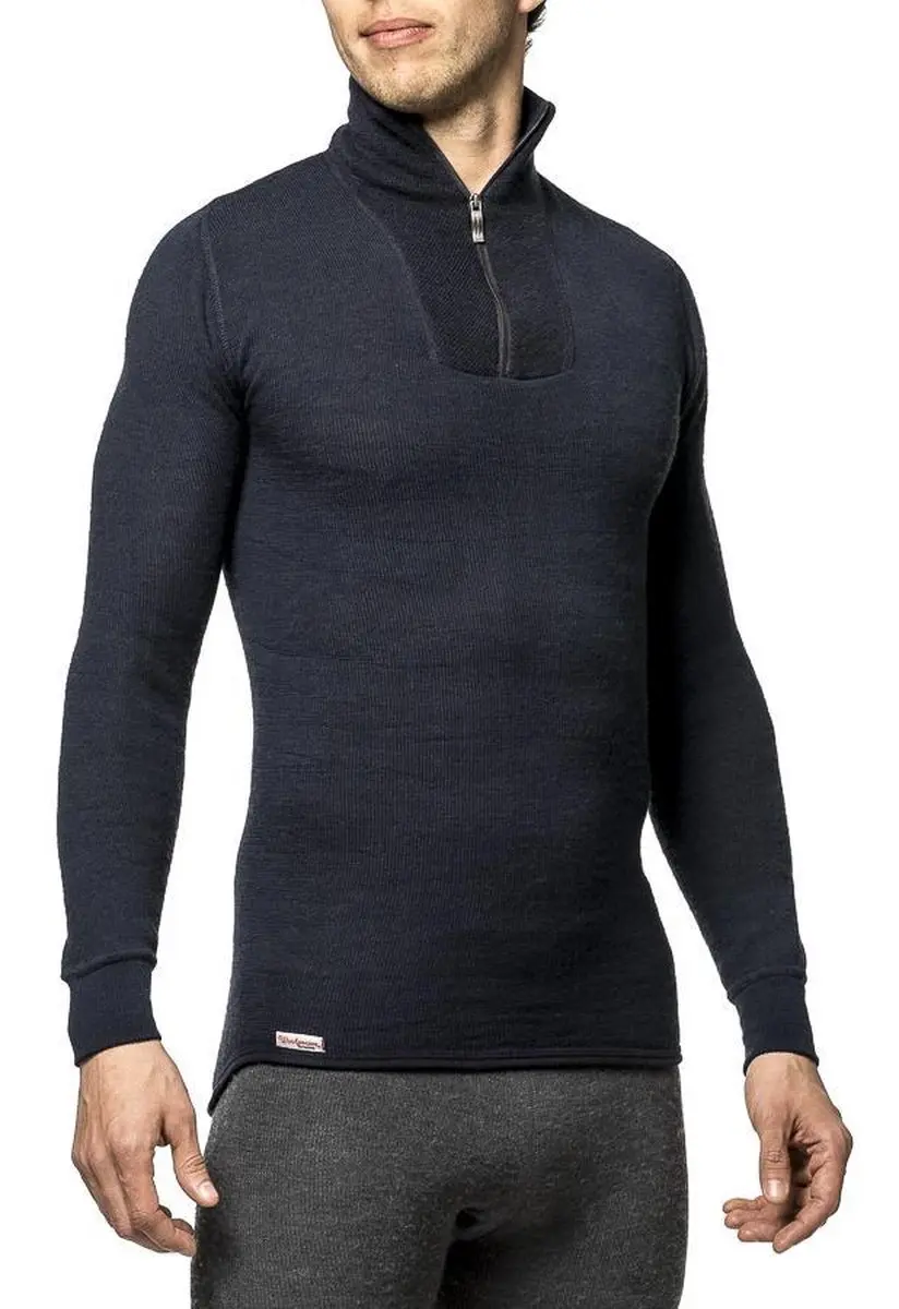 Woolpower Zip Turtleneck 200 merino ondergoed zwart Maat XXL