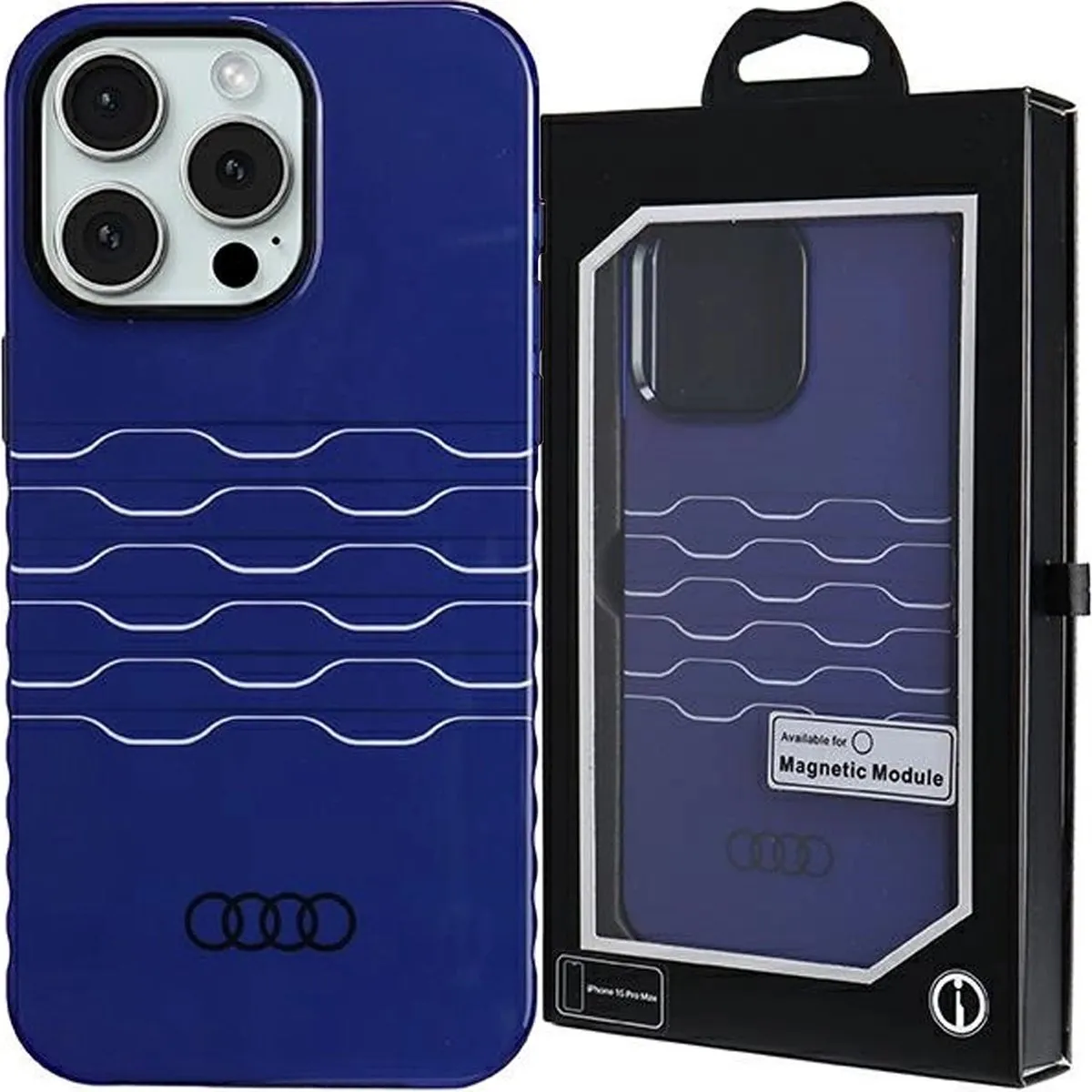 Audi IML Grille Pattern Back Case (MagSafe Compatible) - Geschikt voor Apple iPhone 15 Pro Max (6.7") - Blauw