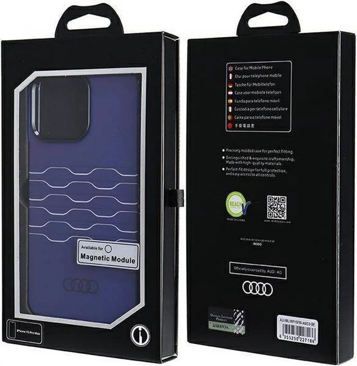 Audi IML Grille Pattern Back Case (MagSafe Compatible) - Geschikt voor Apple iPhone 15 Pro Max (6.7") - Blauw