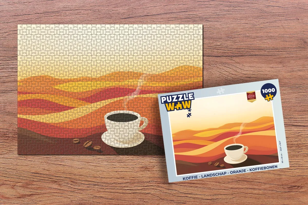 PuzzleWow Koffie Landschap Legpuzzel 1000 Stuks - Oranje