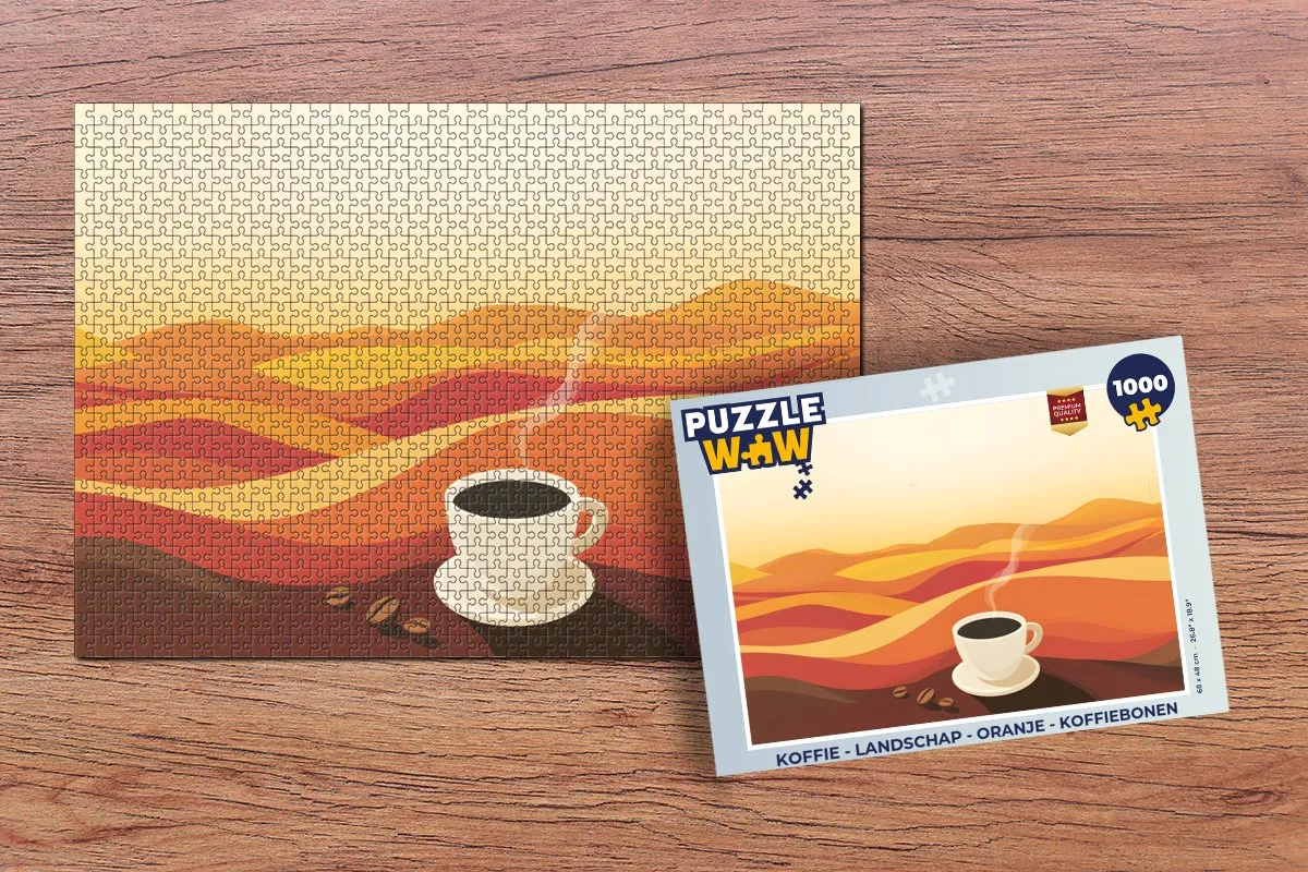PuzzleWow Koffie Landschap Legpuzzel 1000 Stuks - Oranje