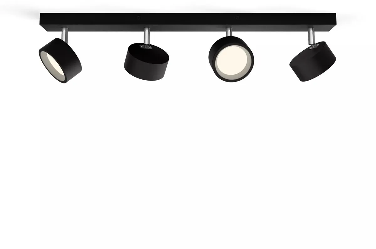 Philips Bracia Bar 4x5.5W 2700K Opbouwspot - Zwart