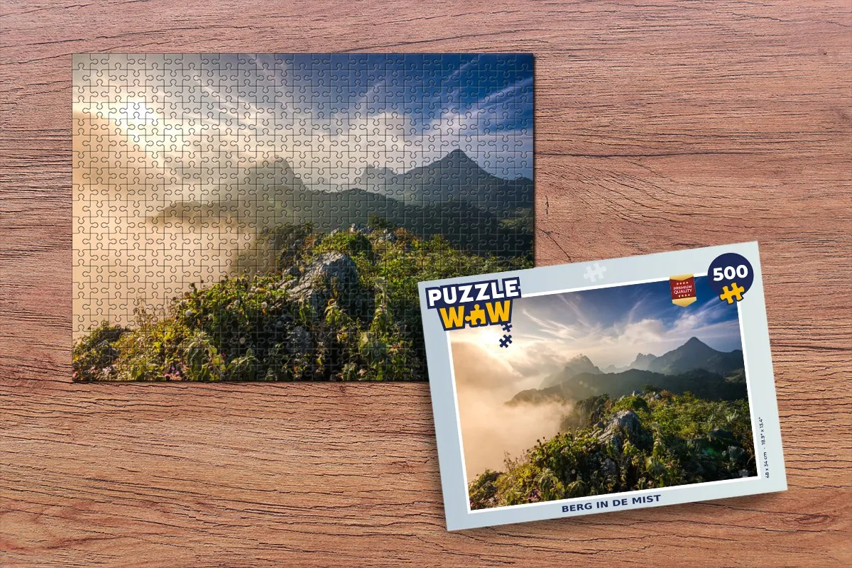PuzzleWow Berg in de Mist Legpuzzel 500 Stuks - Multicolor