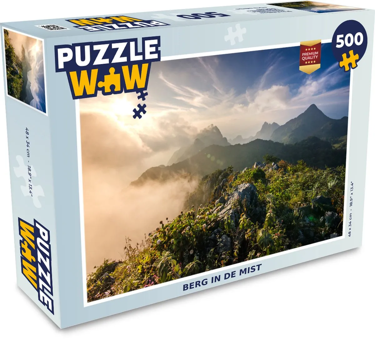 PuzzleWow Berg in de Mist Legpuzzel 500 Stuks - Multicolor