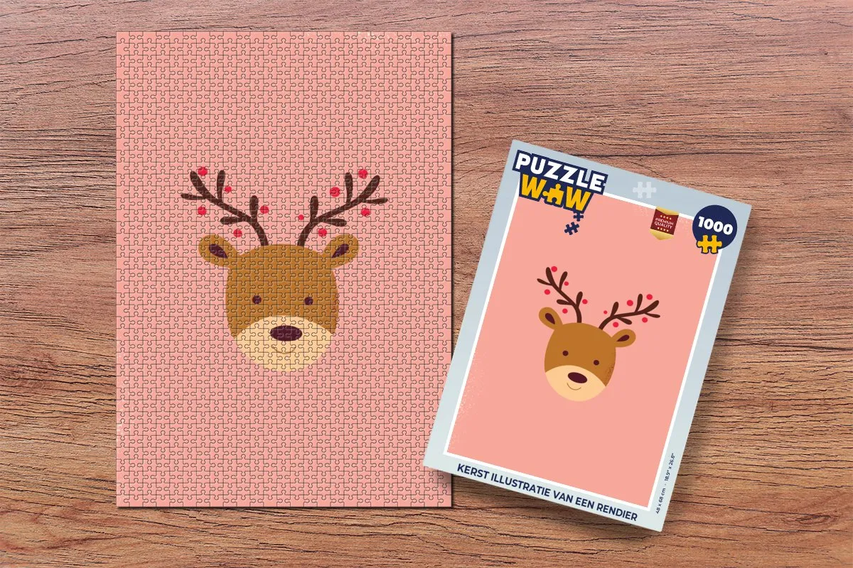 PuzzleWow Rendier Kerstpuzzel 1000 Stuks - Multicolor