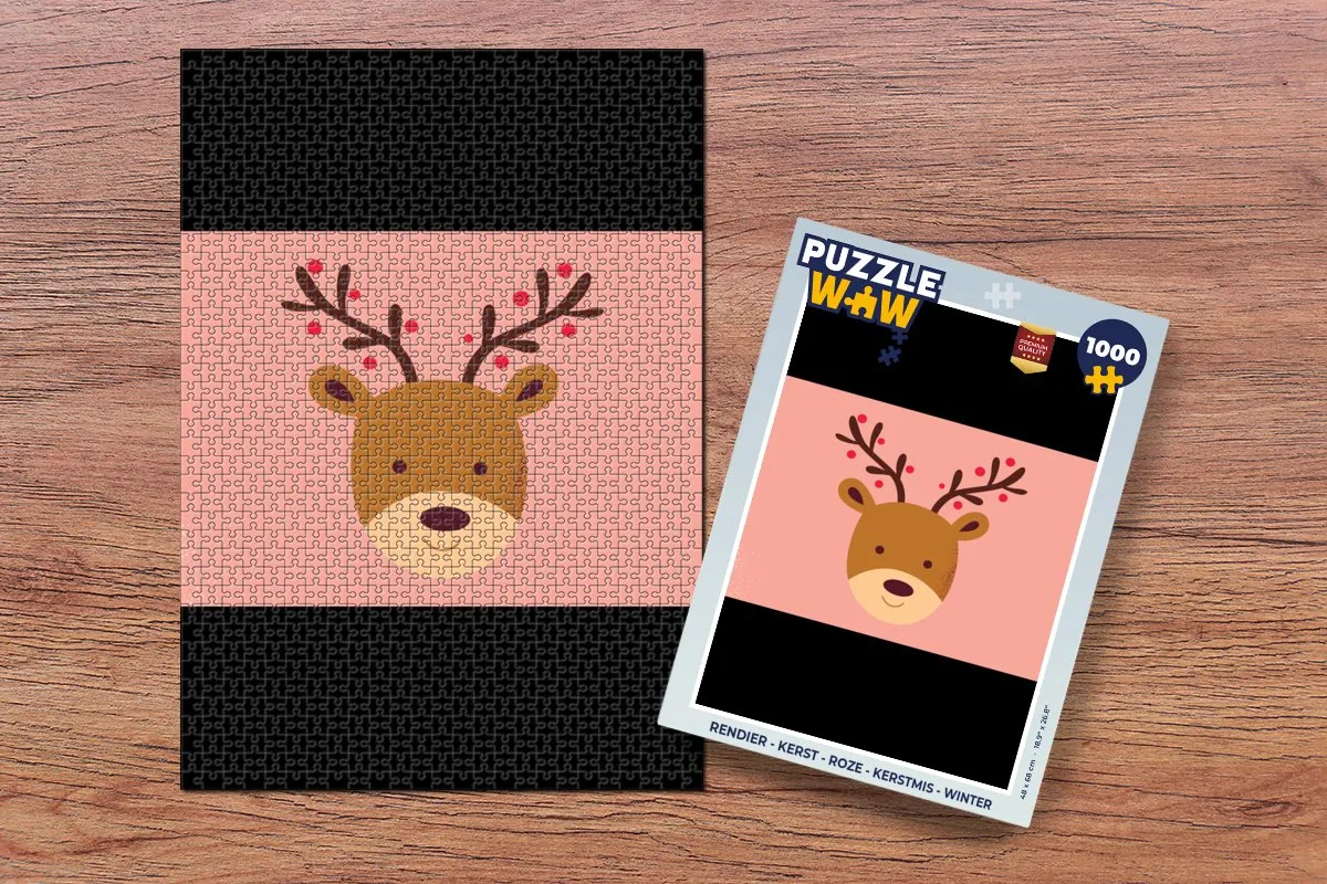 PuzzleWow Rendier Kerstpuzzel 1000 Stuks - Multicolor