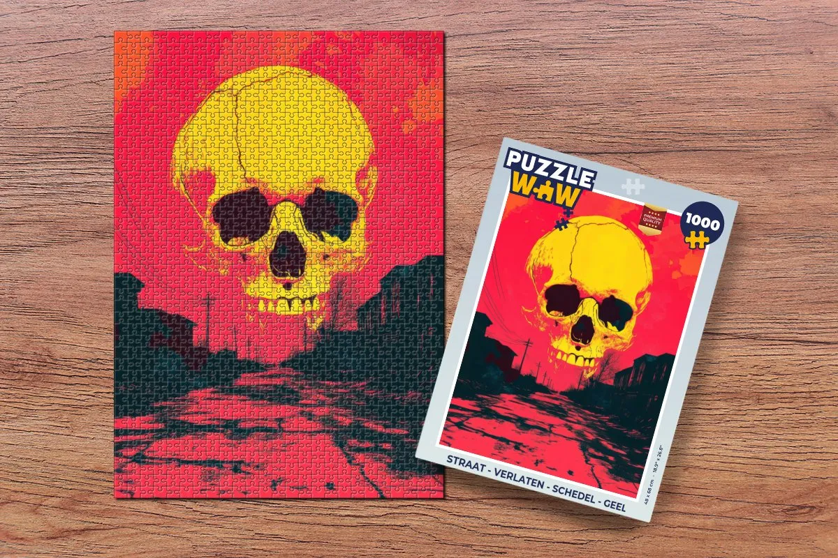 PuzzleWow Verlaten Schedel Legpuzzel 1000 Stuks - Geel