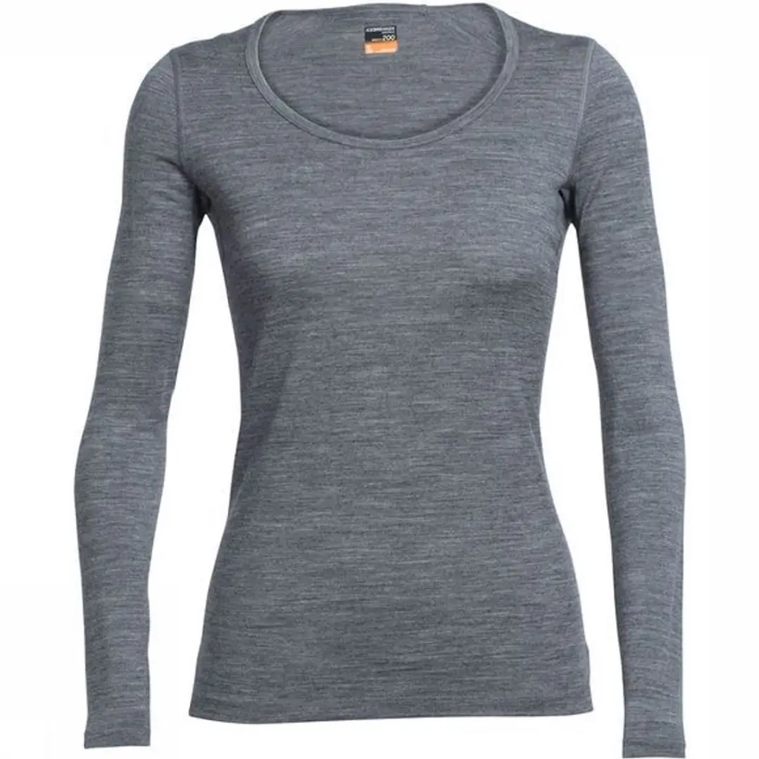 Icebreaker Women's Oasis Long Sleeve Scoop Gritstone