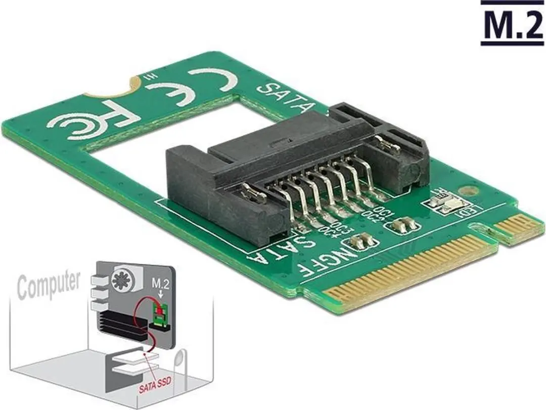 Delock M.2 Key B naar SATA Adapter 62876 - Groen - afbeelding 3 van 5