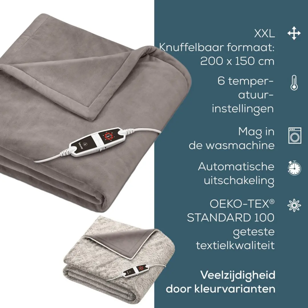 Beurer HD 150 XXL Elektrische Deken - 200x150cm Taupe - afbeelding 4 van 6