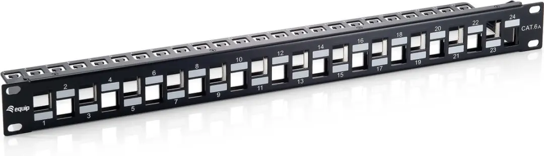 Patchpanel 24x RJ45 Cat6a 19 1HE Keystone